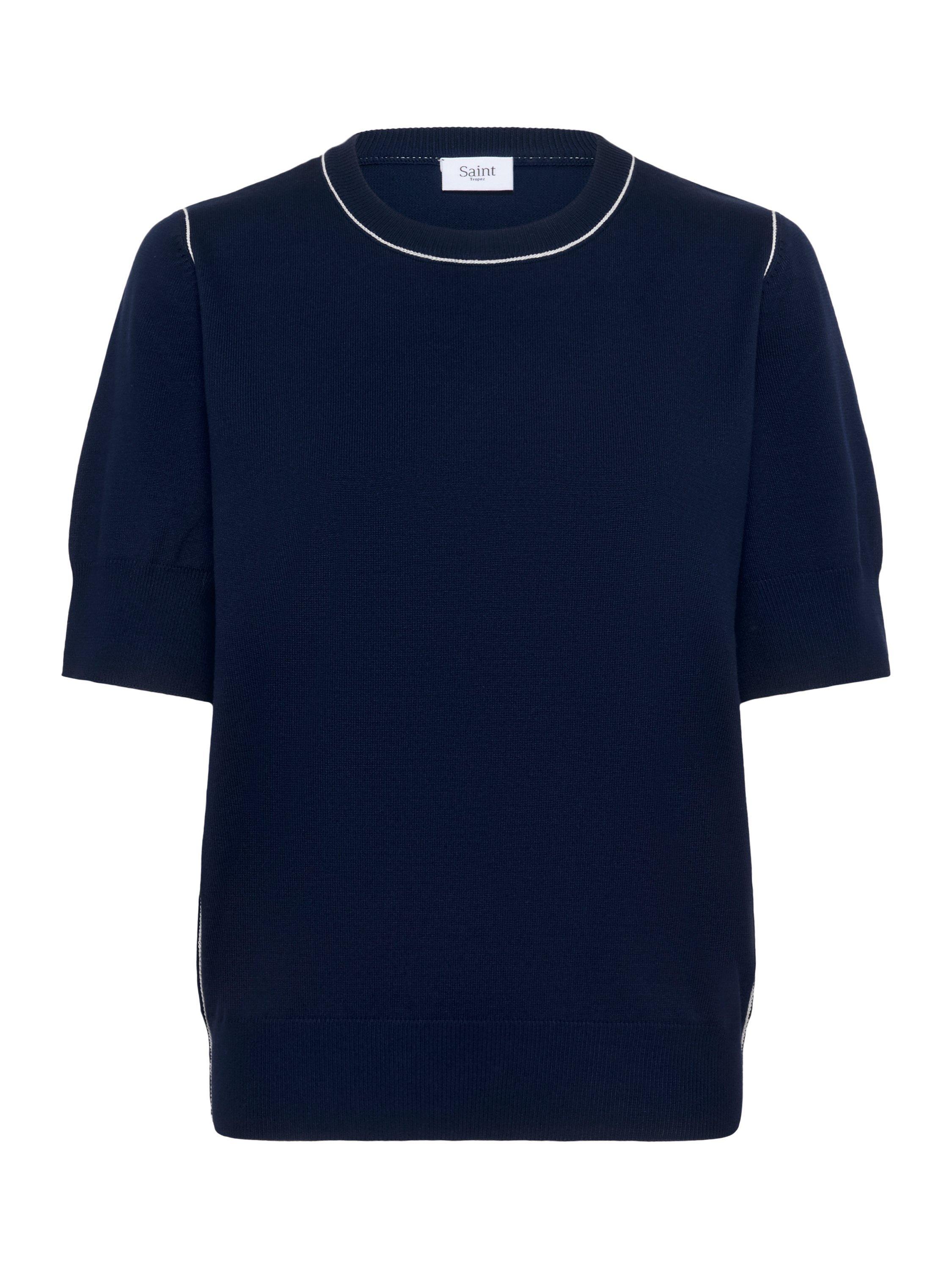 Product image 5 of 6, which shows Saint Tropez MilaneSZ Short Sleeve Mixed Blend Pullover Jumper, Baritone Blue, XS
