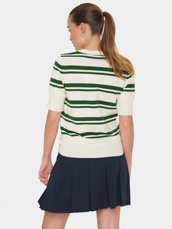 Saint Tropez MilanaSZ Striped Short Sleeve Pullover Jumper - view 2, Green/White