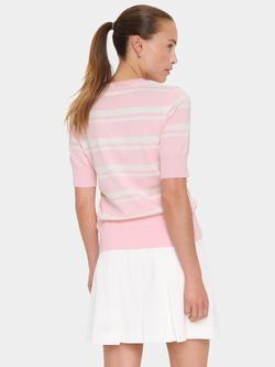Saint Tropez MilanaSZ Short Sleeve Classic Pullover Jumper - view 2, Pink/White