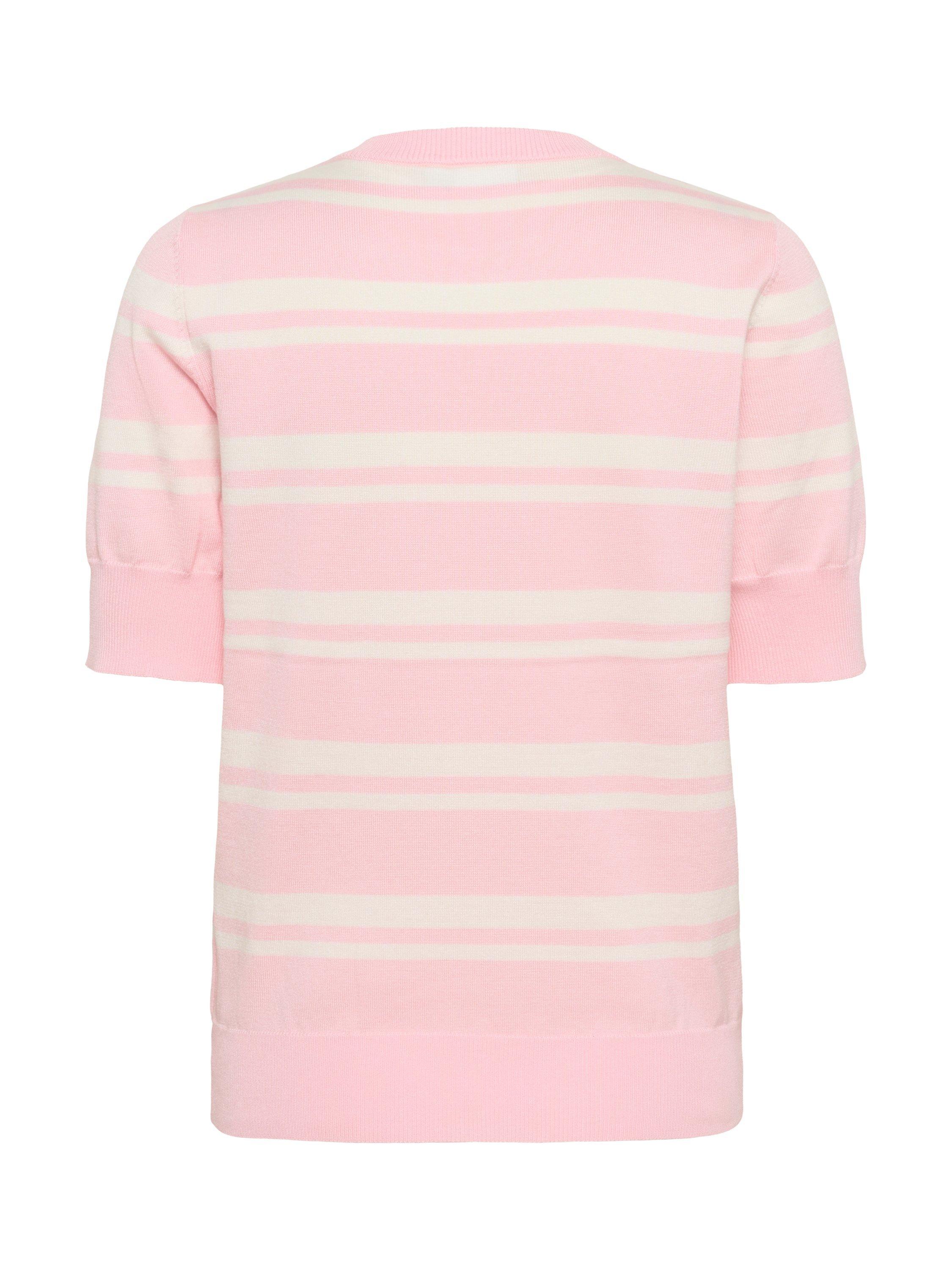 Product image 5 of 5, which shows Saint Tropez MilanaSZ Short Sleeve Classic Pullover Jumper, Pink/White, XS