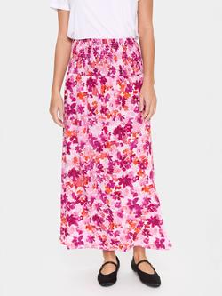 Saint Tropez GislaSZ Maxi Floral Printed Skirt, Pink/Multi