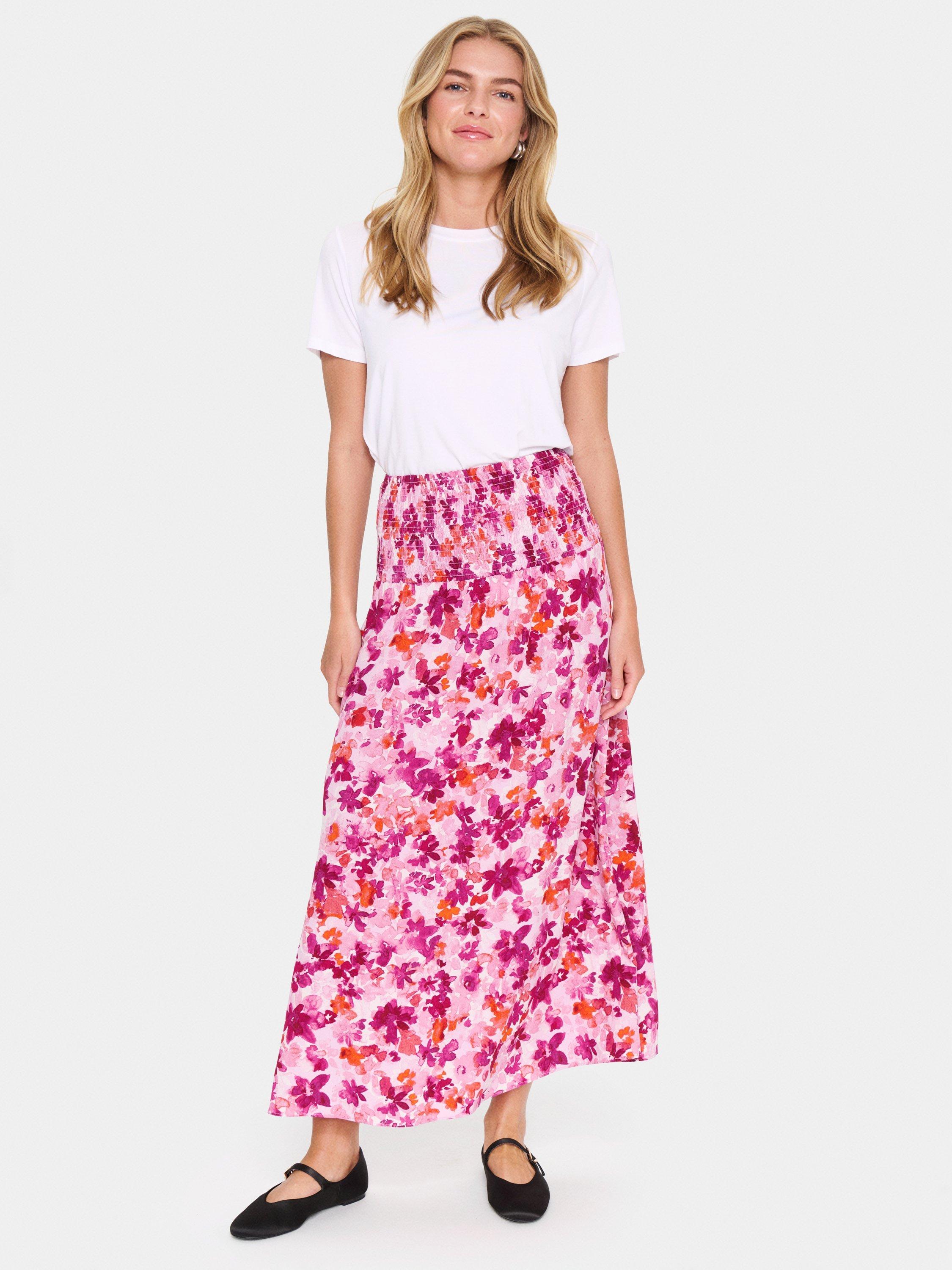 Product image 3 of 6, which shows Saint Tropez GislaSZ Maxi Floral Printed Skirt, Pink/Multi, XS
