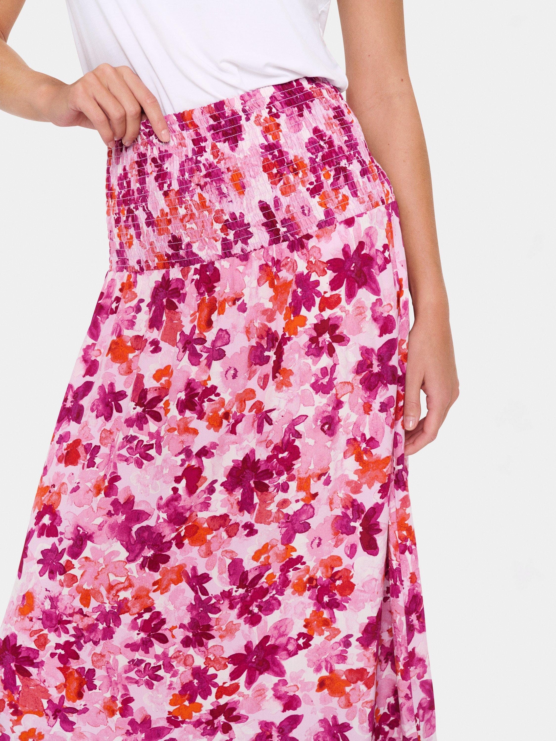 Product image 4 of 6, which shows Saint Tropez GislaSZ Maxi Floral Printed Skirt, Pink/Multi, XS