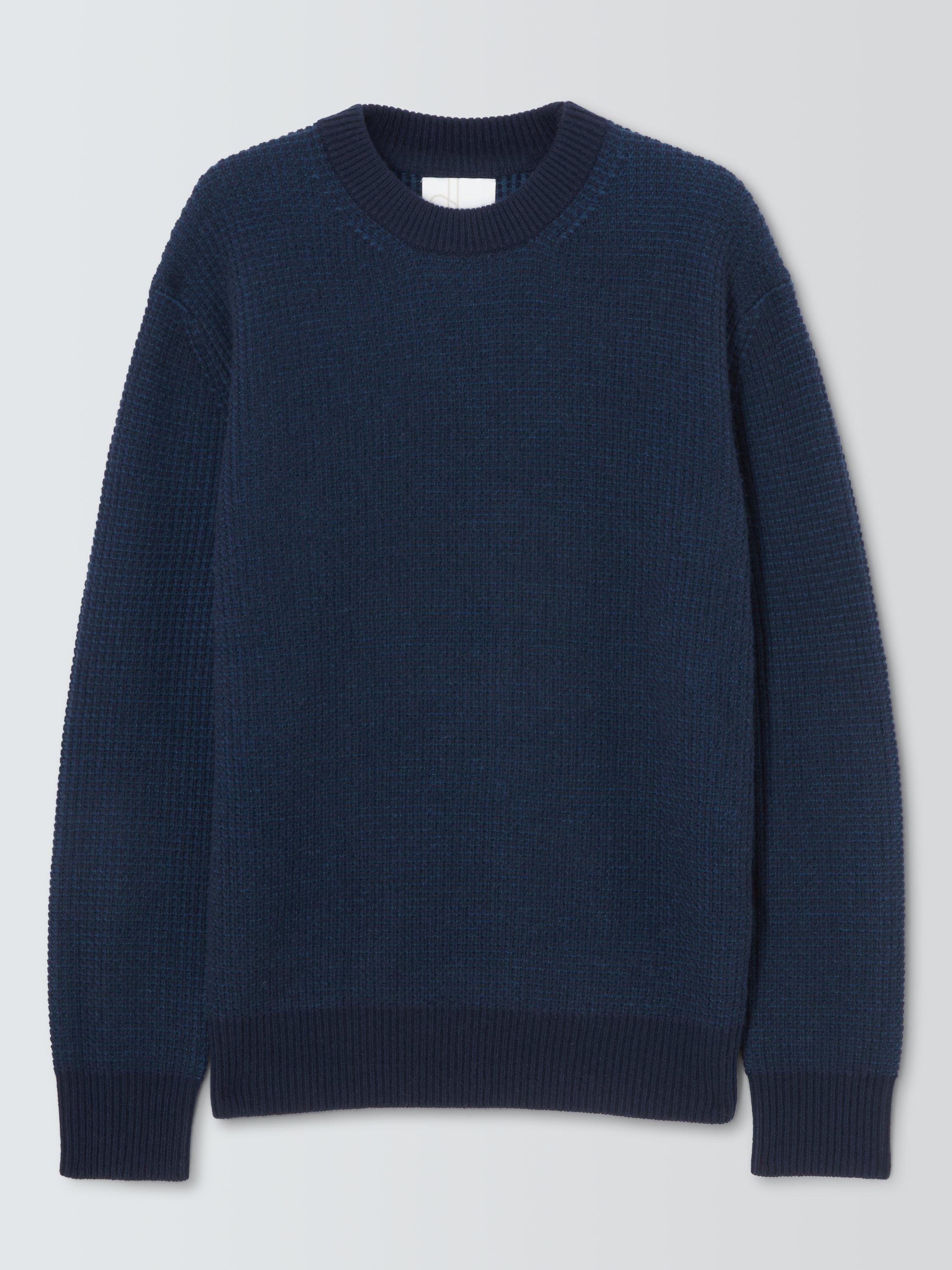 Product image 4 of 6, which shows John Lewis Crew Neck Waffle Texture Cashmere Jumper, Navy, XL