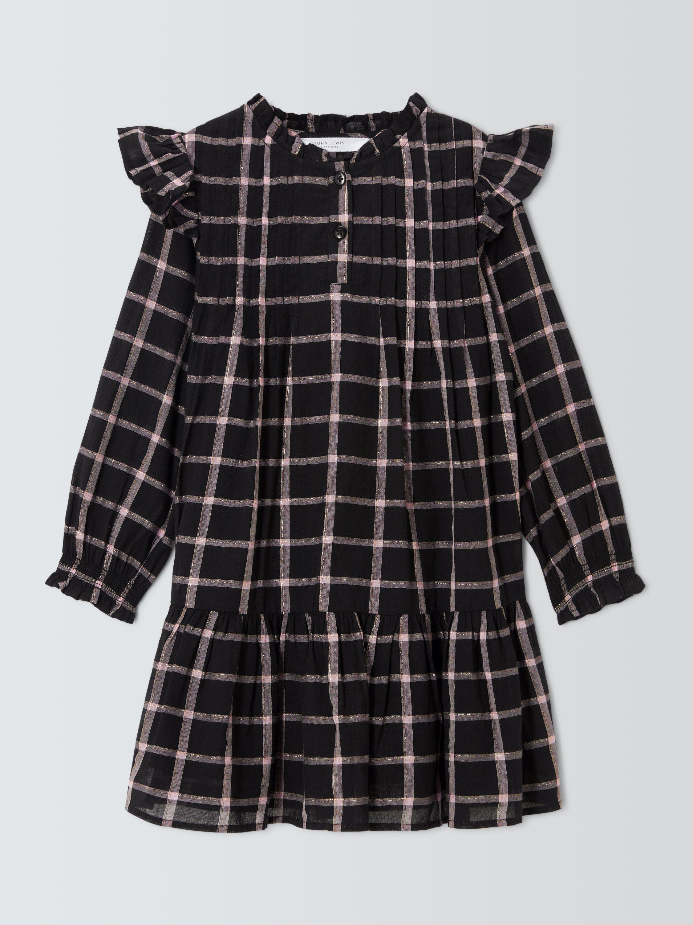 John Lewis Kids' Check Frill Dress, Multi