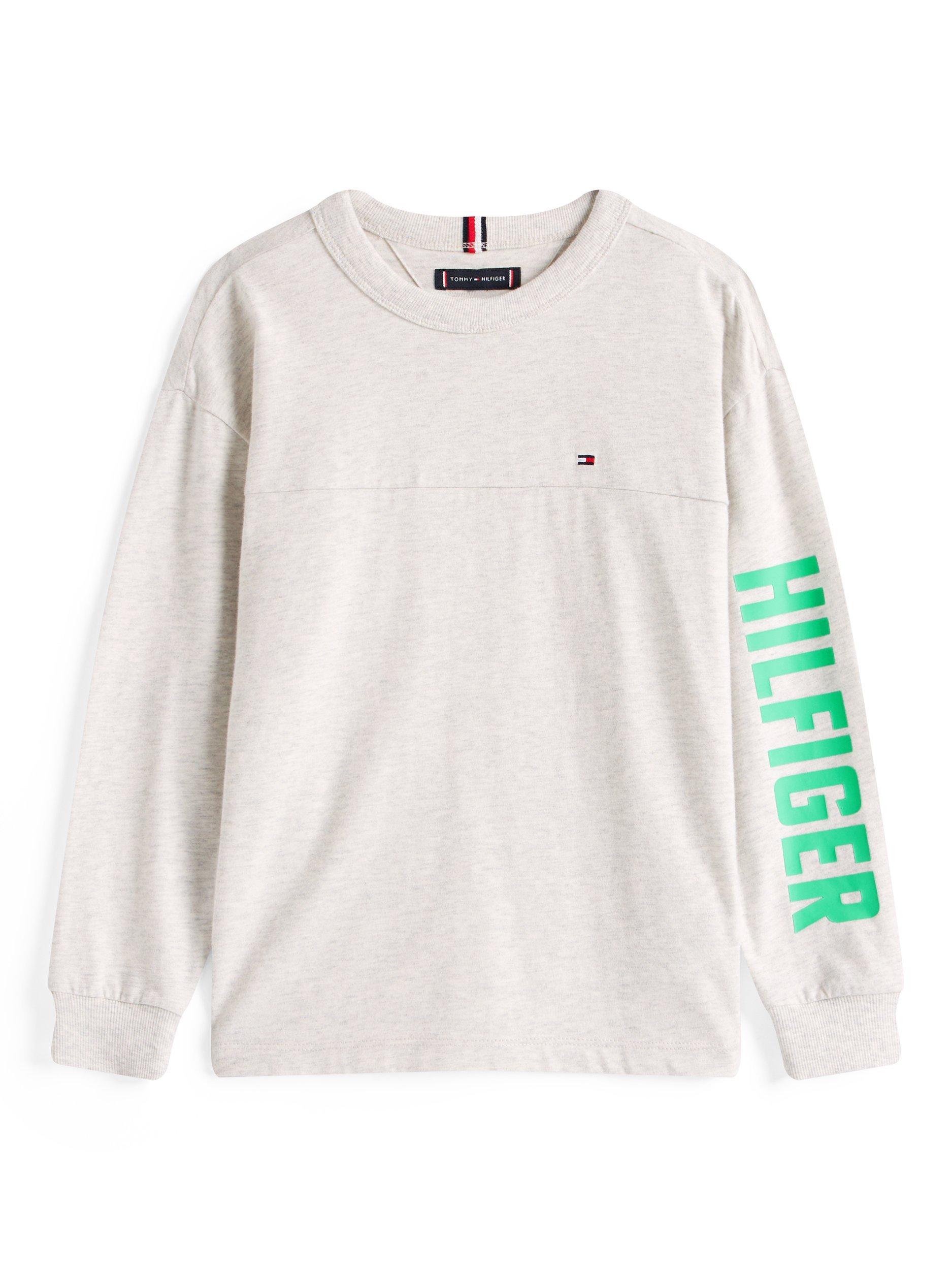 Product image 5 of 5, which shows Tommy Hilfiger Archive Logo Cotton Sweater, Grey Heather, 3 yrs
