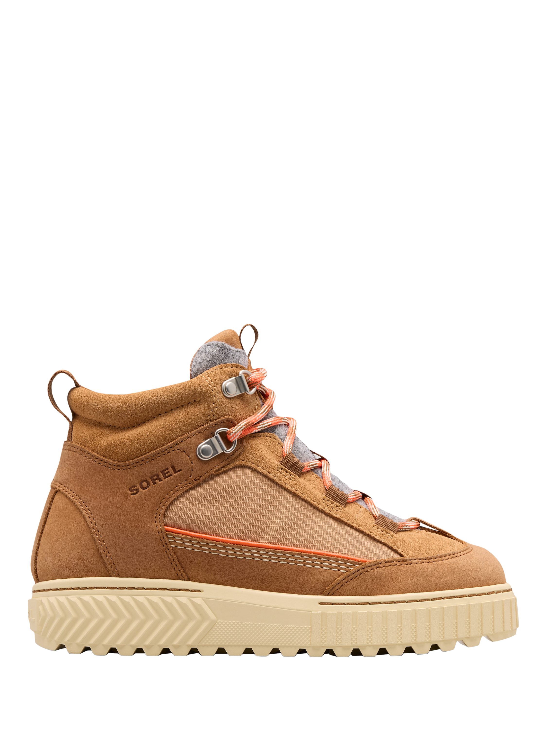 Product image 1 of 4, which shows SOREL Ona Lace-Up Suede Blend Ankle Boots, Tan, 4