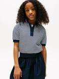 Tommy Hilfiger Kids' Cotton Blend Relaxed Striped Polo Shirt, Blue/Multi