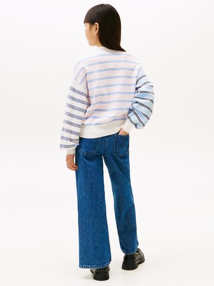 Tommy Hilfiger Kids' Balloon Sleeve Striped Jumper, Multi - view 2, Multi