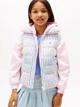 Tommy Hilfiger Kids' Quilted Striped Gilet, Multi Purple