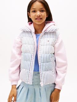 Tommy Hilfiger Kids' Quilted Striped Gilet, Multi Purple, 