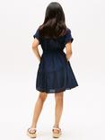 Tommy Hilfiger Kids' Short Sleeved Tiered Button Dress, Dark Night Navy