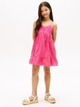 Tommy Hilfiger Kids' Cotton Broderie Sleeveless Tiered Dress, Jewel Pink