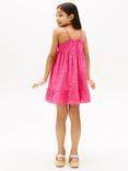 Tommy Hilfiger Kids' Cotton Broderie Sleeveless Tiered Dress, Jewel Pink
