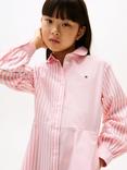 Tommy Hilfiger Kids' Cotton Long Sleeved Shirt Dress, Light Pink