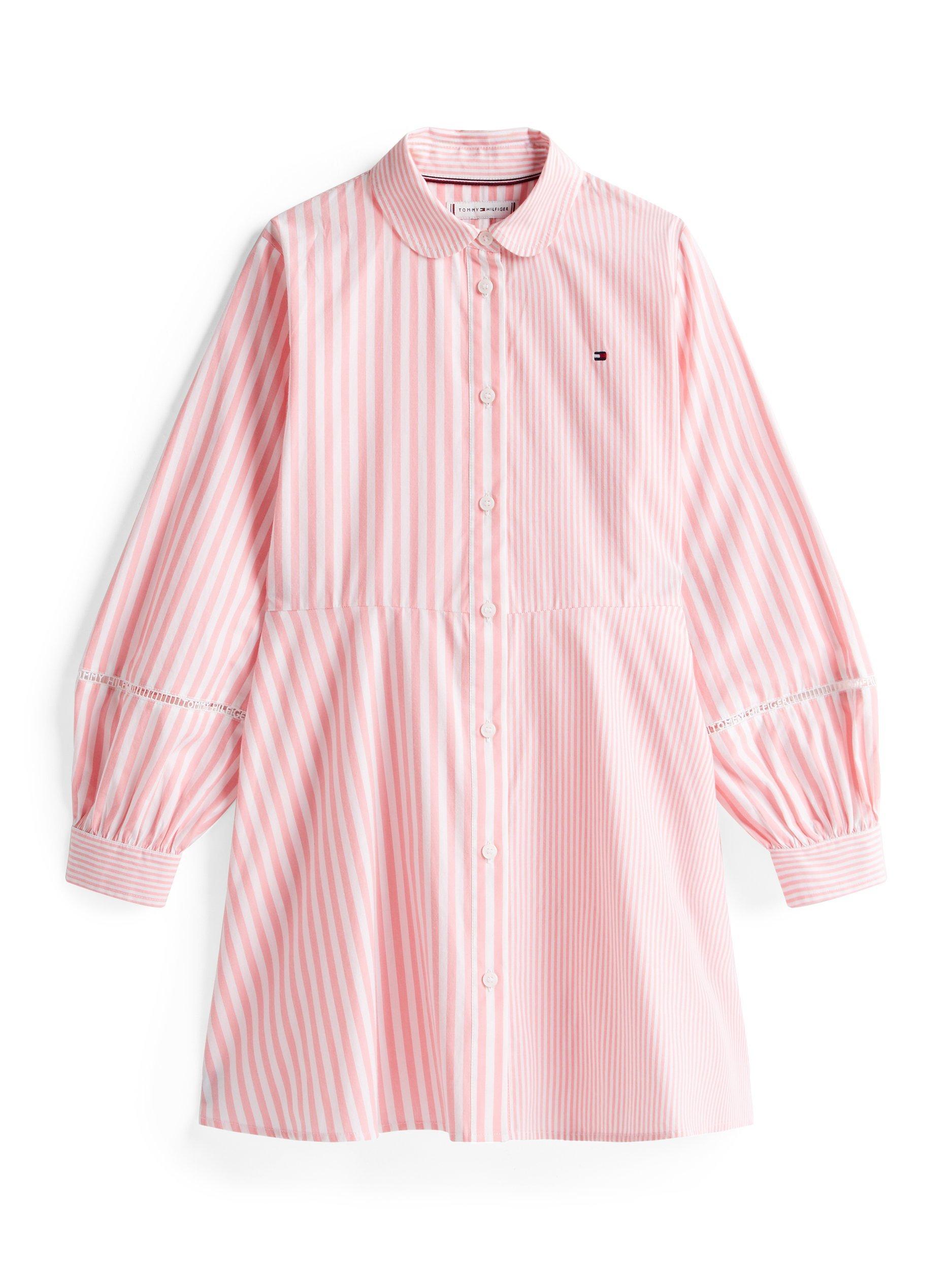 Product image 5 of 5, which shows Tommy Hilfiger Kids' Cotton Long Sleeved Shirt Dress, Light Pink, 3 years