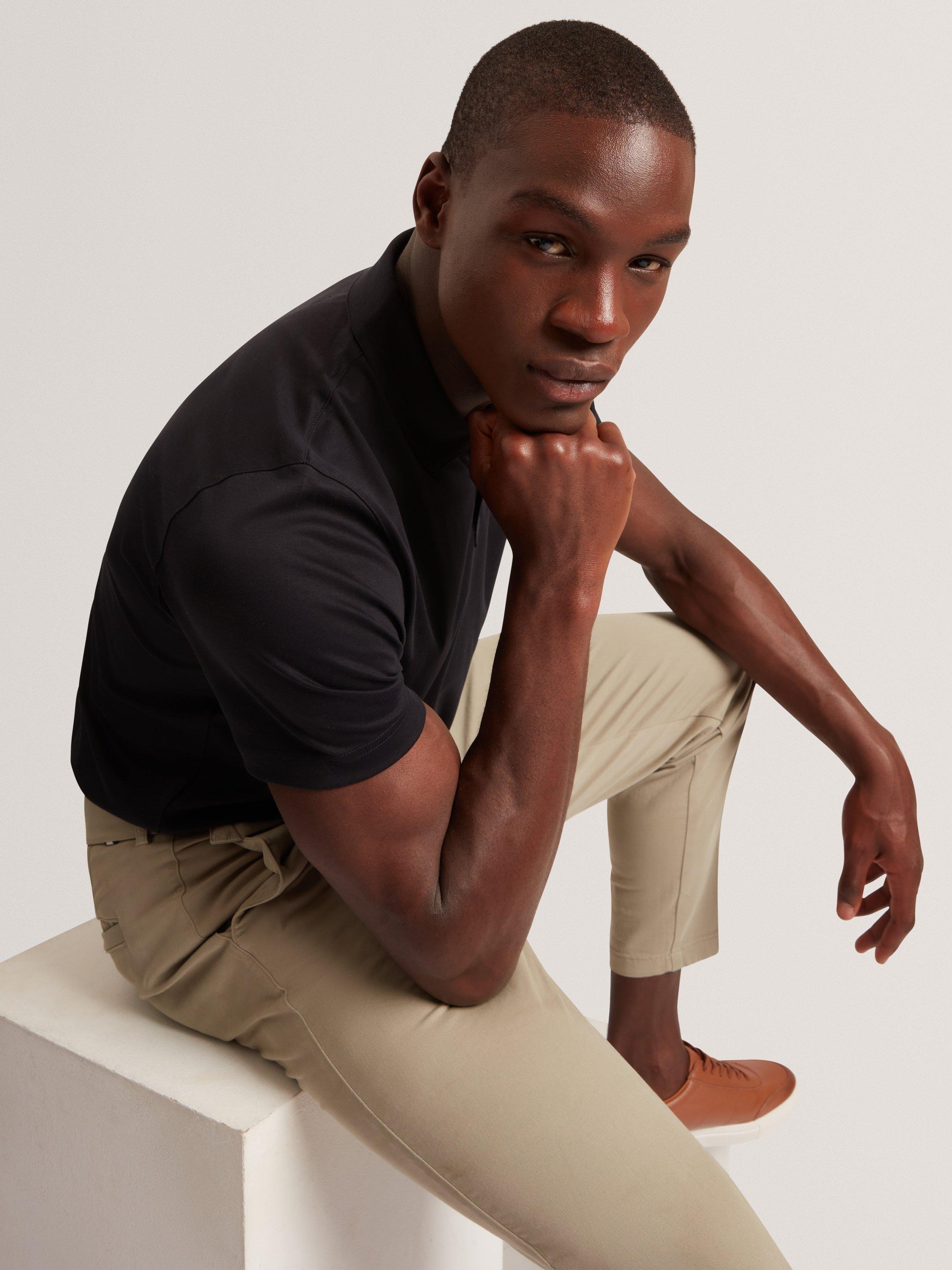 Product image 3 of 7, which shows Ted Baker Connall Cotton Short Sleeve Polo Shirt, Black, S