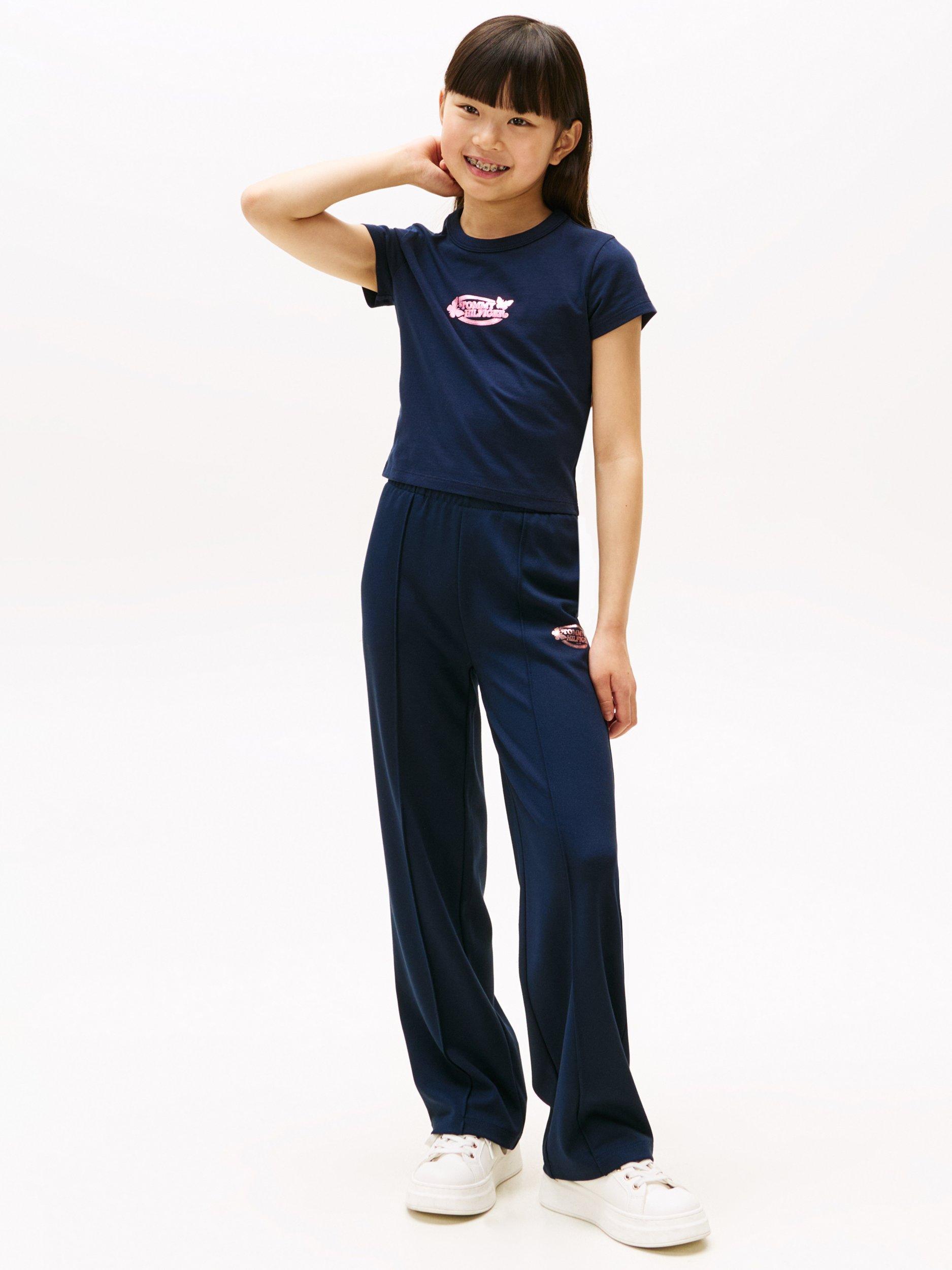 Product image 3 of 5, which shows Tommy Hilfiger Kid's Cotton Slim Fit Butterfly Logo T-Shirt, Dark Night Navy, 3 years