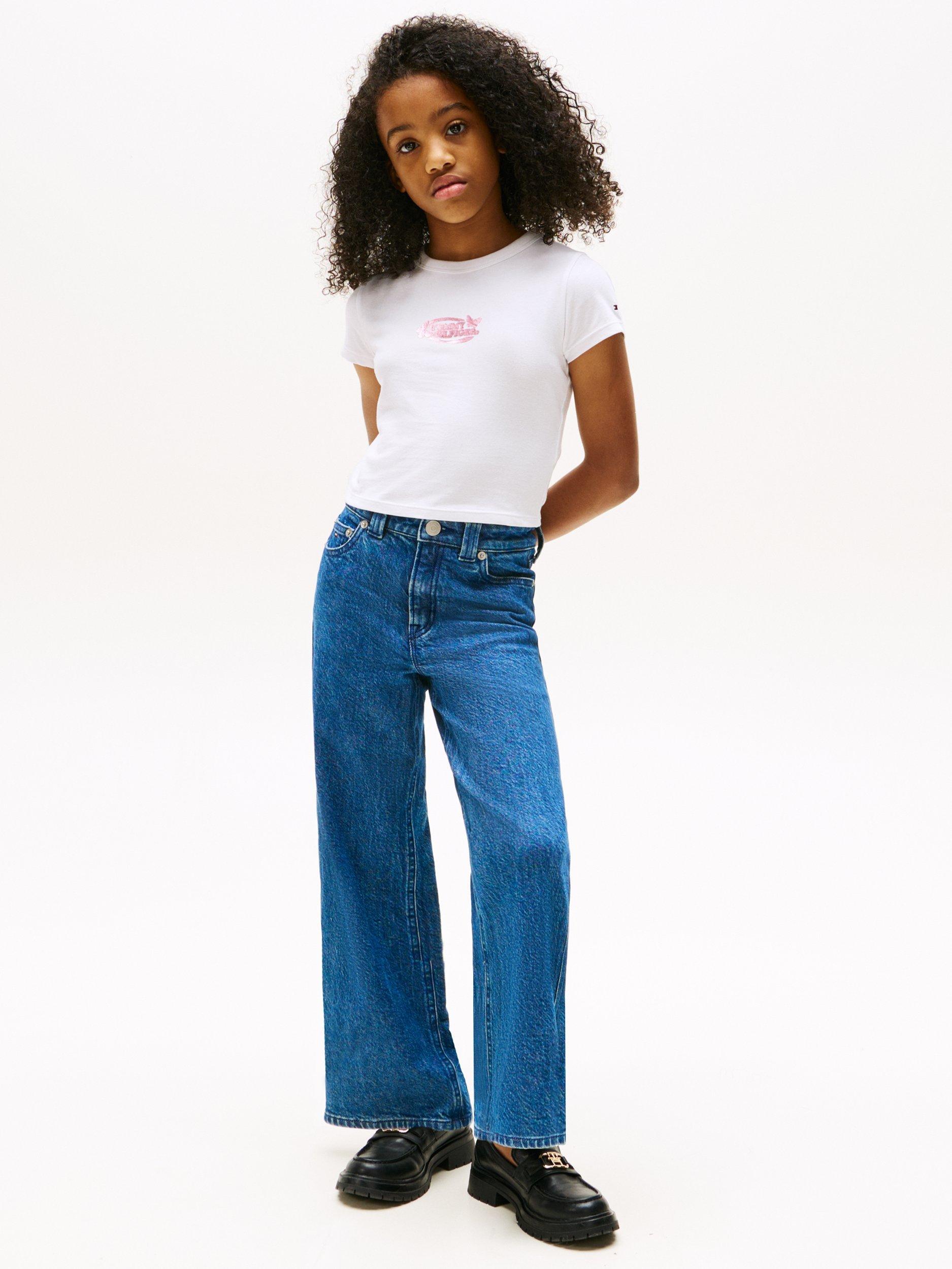 Product image 3 of 5, which shows Tommy Hilfiger Kid's Cotton Slim Fit Butterfly Logo T-Shirt, White, 3 years