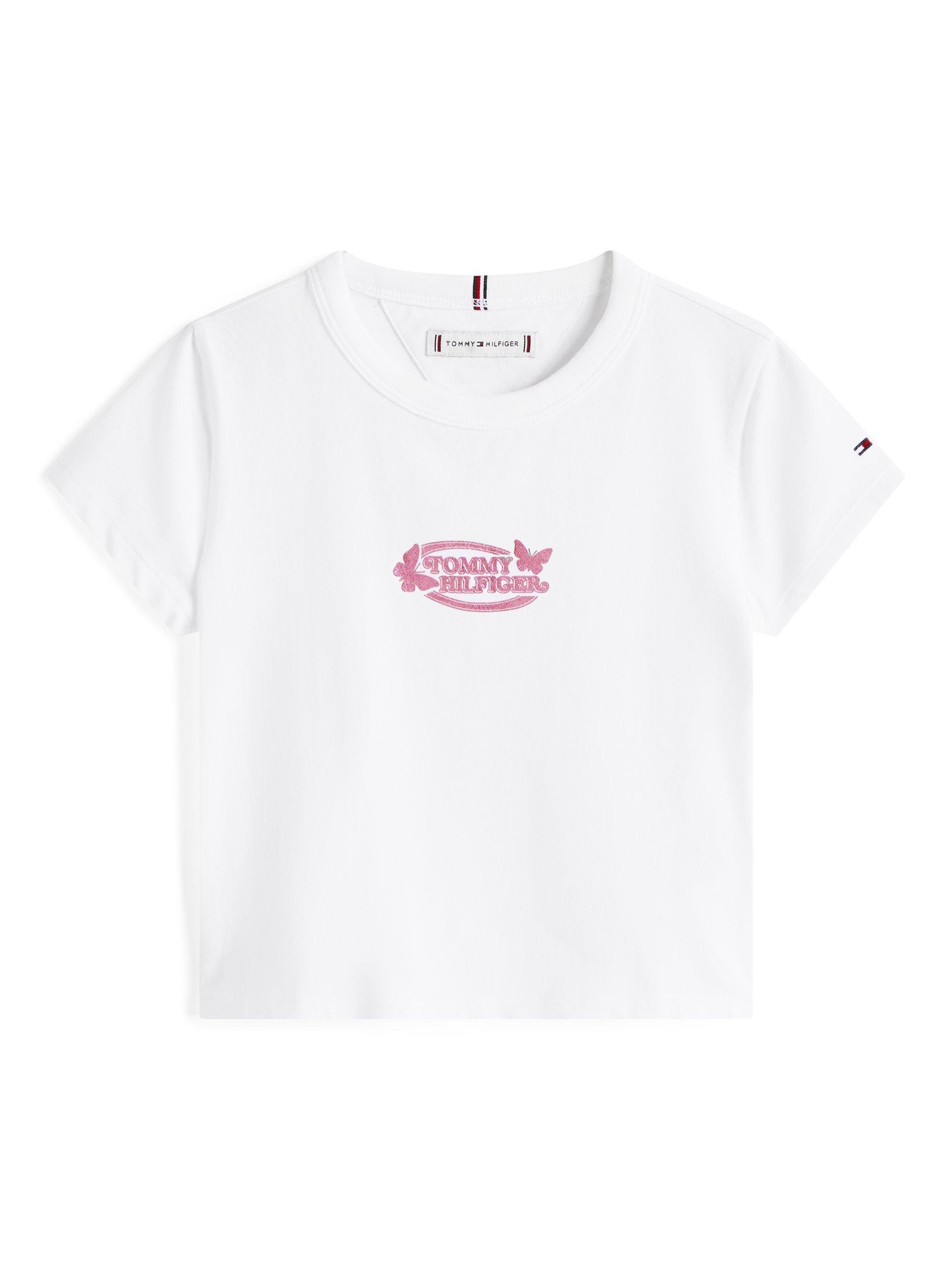 Product image 5 of 5, which shows Tommy Hilfiger Kid's Cotton Slim Fit Butterfly Logo T-Shirt, White, 3 years
