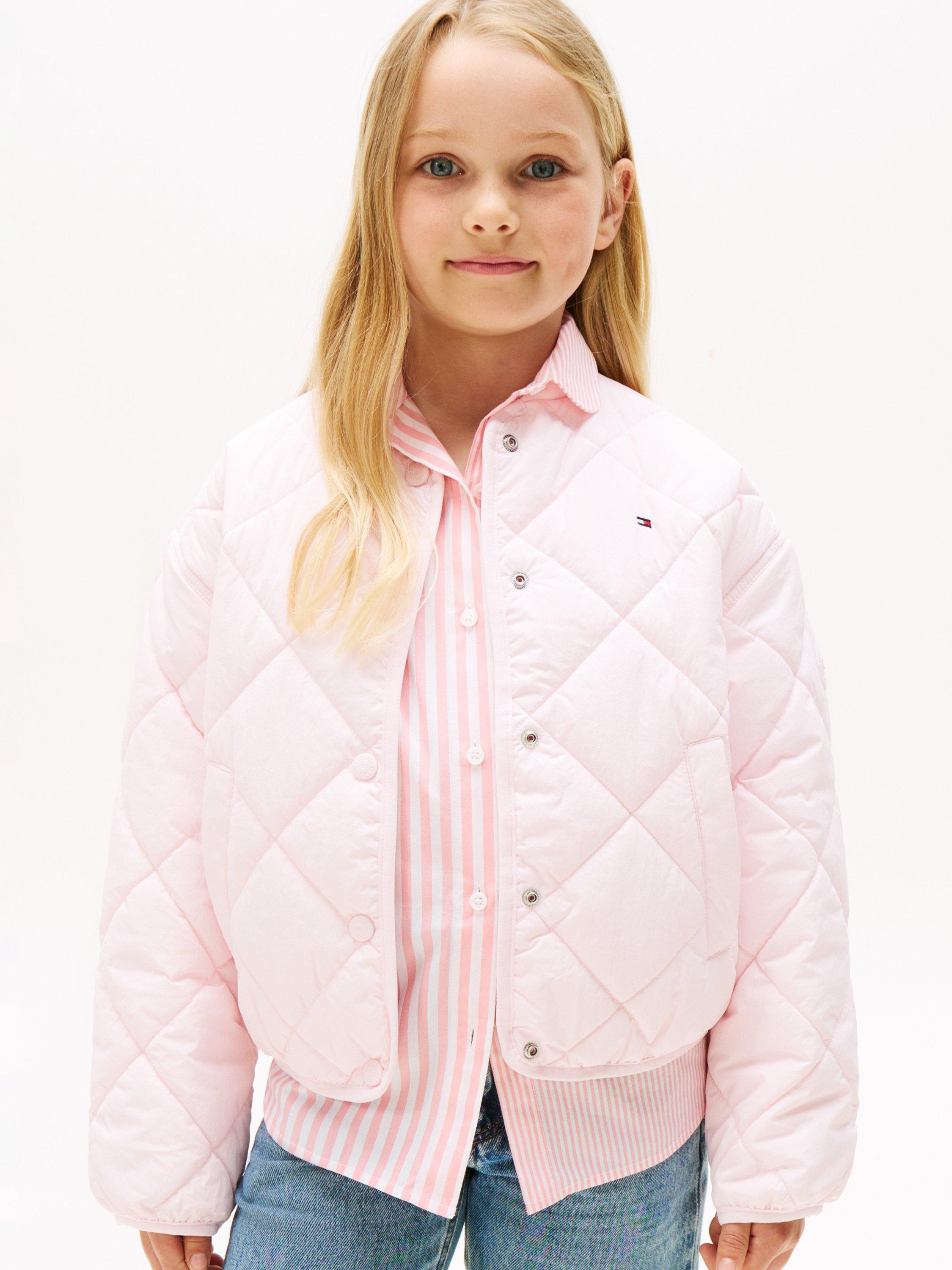 Product image 1 of 6, which shows Tommy Hilfiger Kids' Relaxed Quilted Jacket, Light Pink, 14 years
