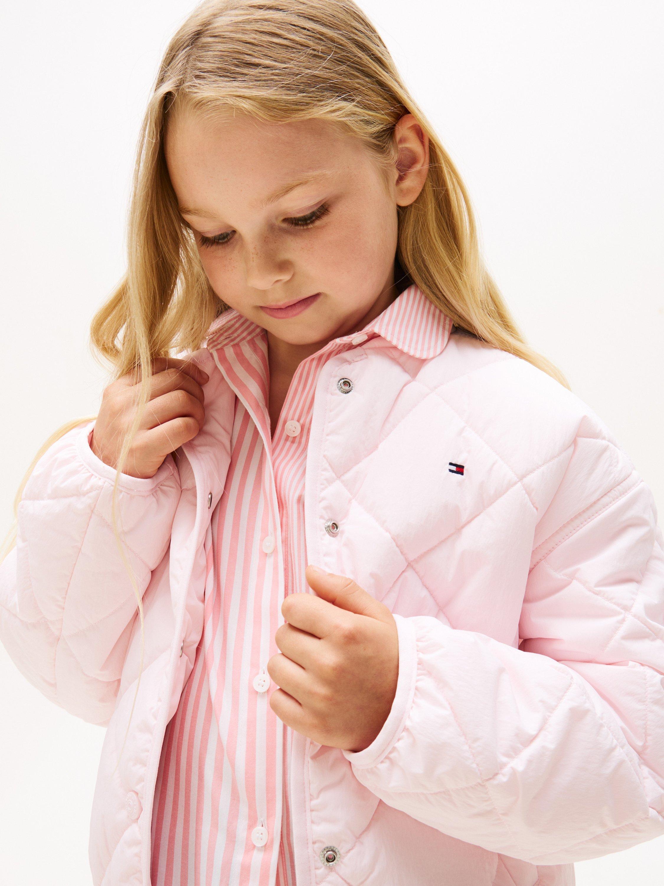 Product image 4 of 6, which shows Tommy Hilfiger Kids' Relaxed Quilted Jacket, Light Pink, 14 years
