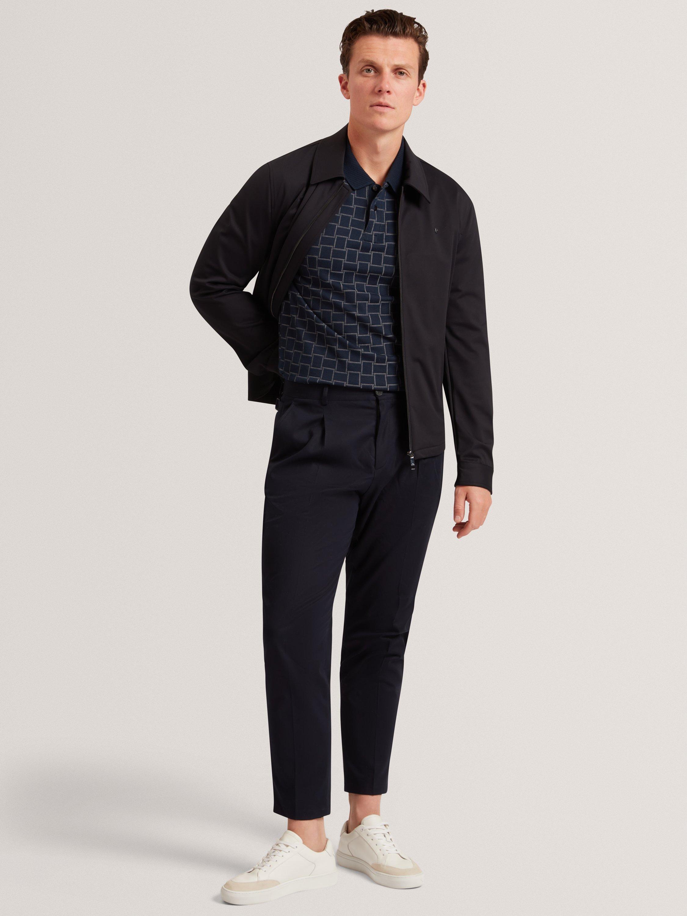 Product image 4 of 7, which shows Ted Baker Eduard Geometric Pattern Short Sleeve Polo Shirt, Navy, S