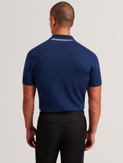 Ted Baker Chriesy Wool Short Sleeve Polo Shirt - view 2, Navy