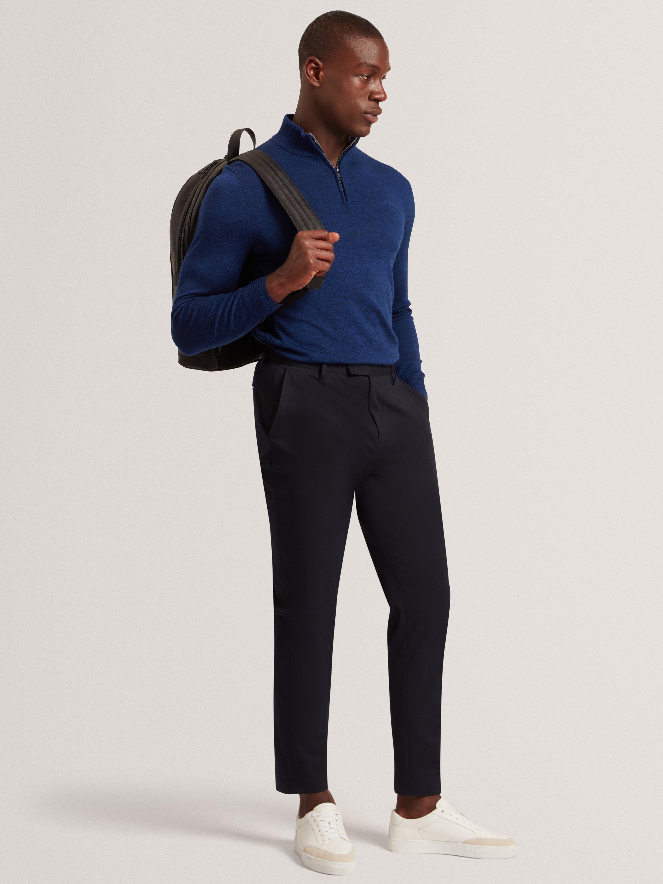 Product image 5 of 6, which shows Ted Baker Clouden Wool High Half Zip Neck Jumper, Navy, S