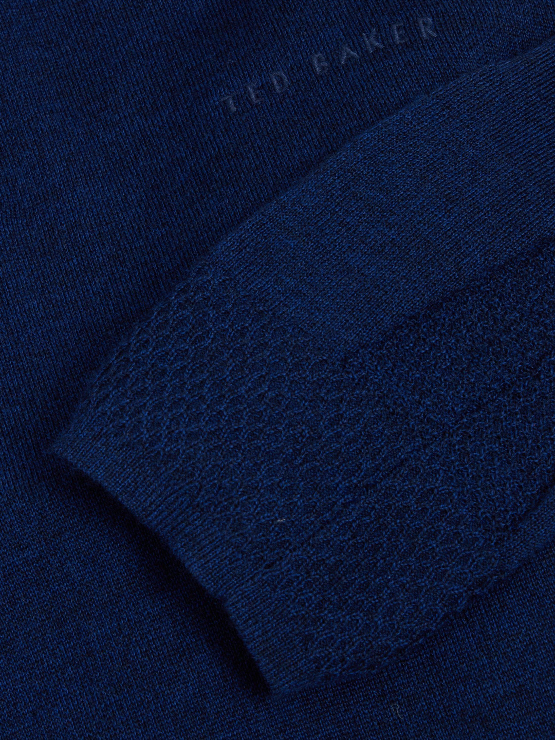 Product image 6 of 6, which shows Ted Baker Clouden Wool High Half Zip Neck Jumper, Navy, S