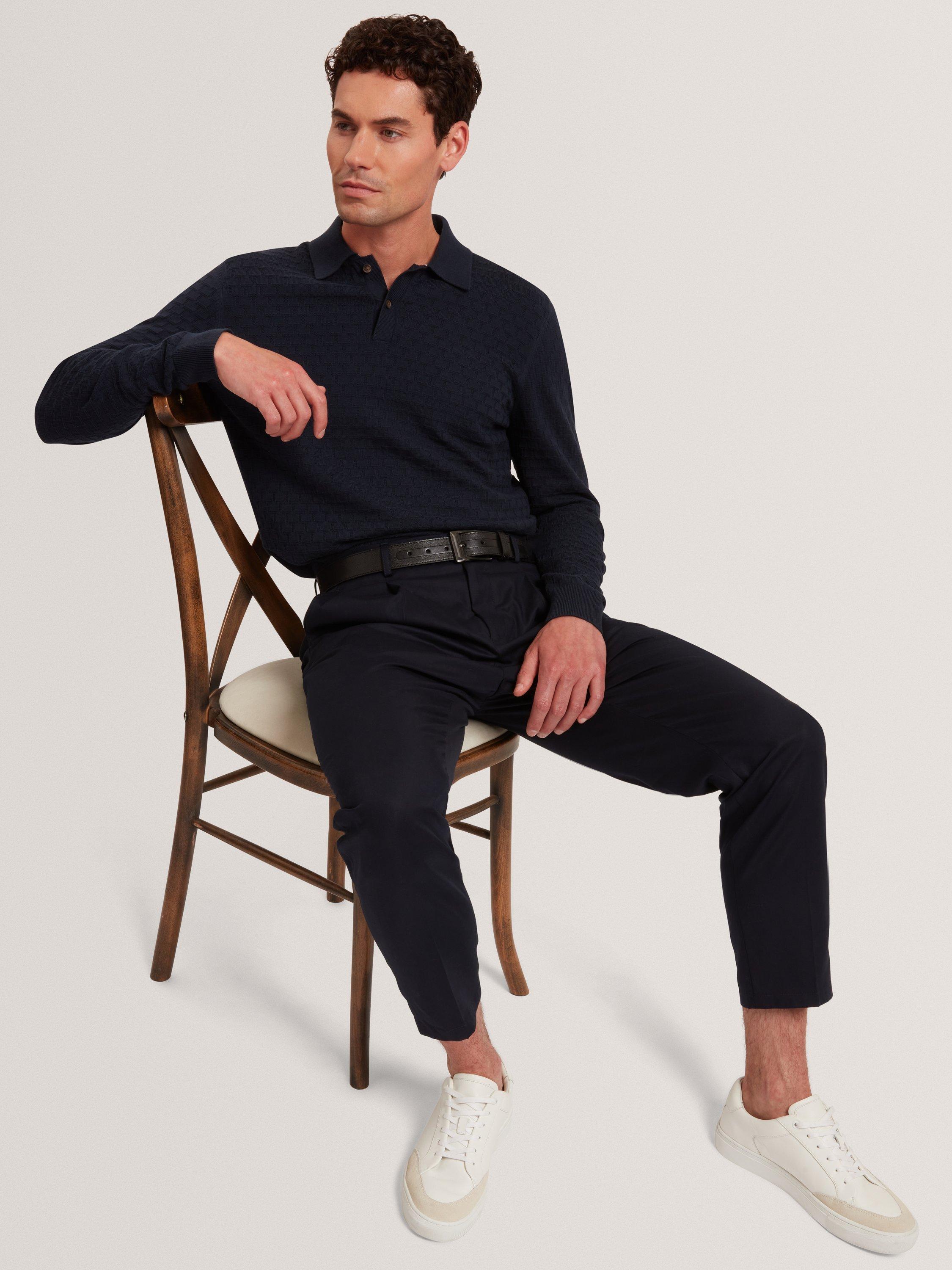 Product image 5 of 7, which shows Ted Baker Gaten Cotton Blend Polo Jumper, Navy, S
