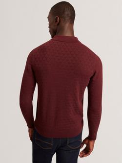 Ted Baker Gaten Cotton Blend Polo Jumper - view 2, Maroon
