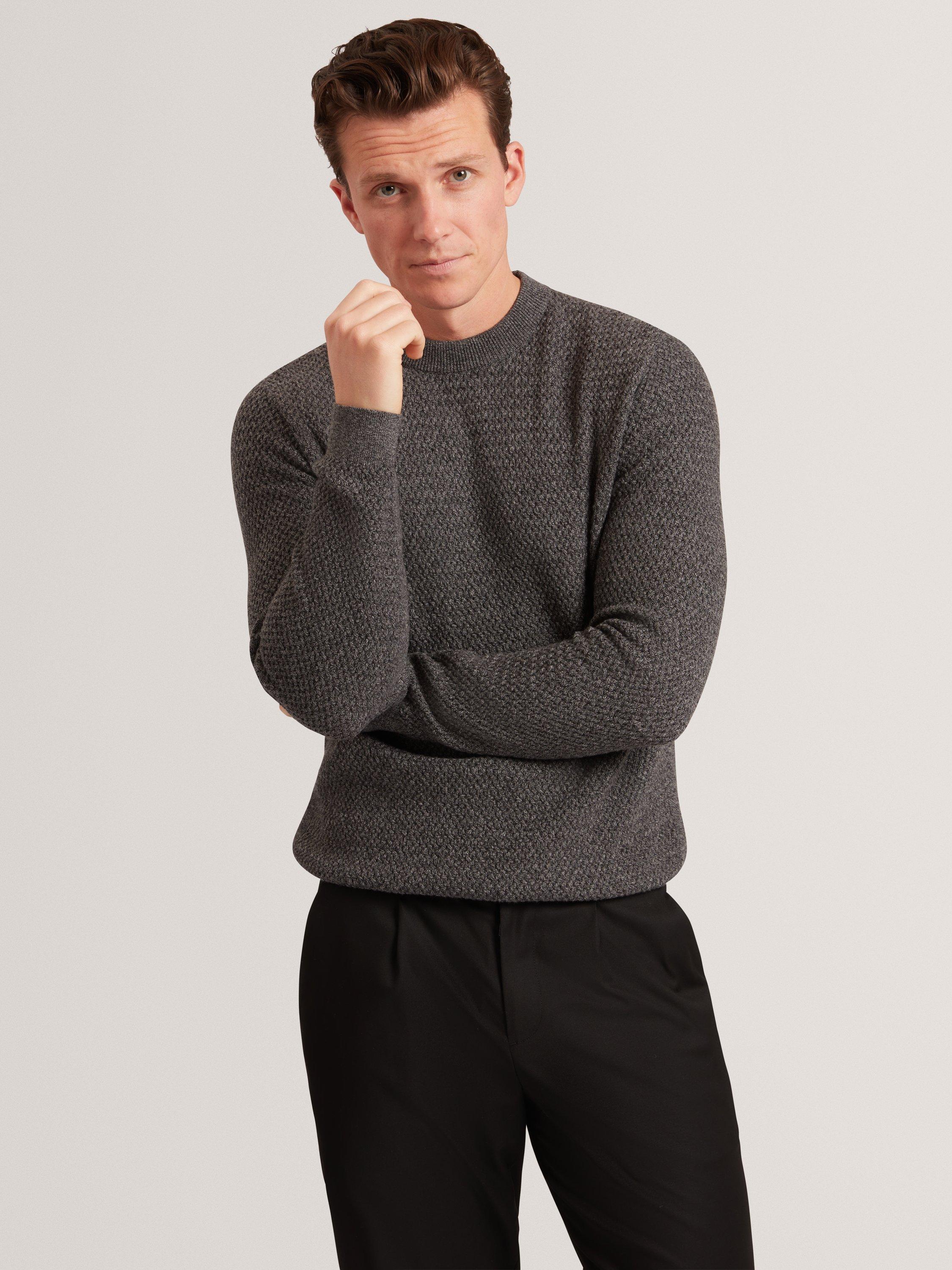 Product image 1 of 7, which shows Ted Baker Monya Cotton Blend Crew Neck Jumper, Mid Grey, S