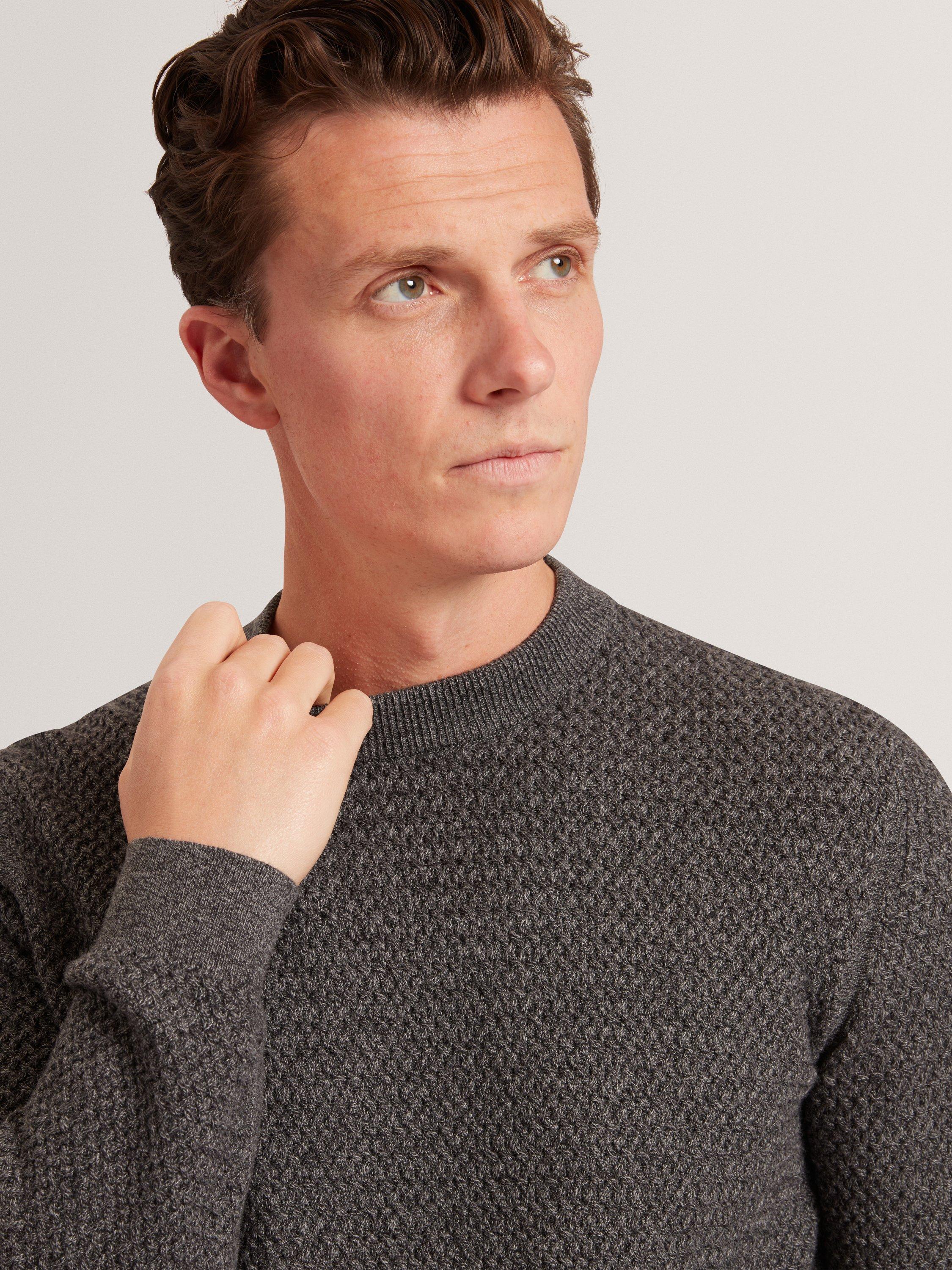 Product image 3 of 7, which shows Ted Baker Monya Cotton Blend Crew Neck Jumper, Mid Grey, S