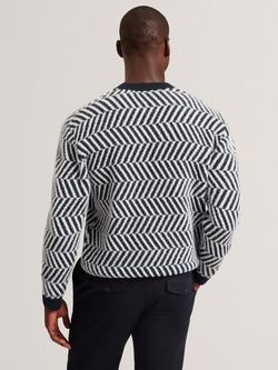 Ted Baker Sergej Wool Blend Crew Neck Jumper - view 2, Navy