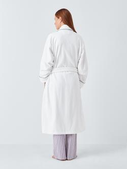 John Lewis Egyptian Cotton Velour Unisex Bath Robe - view 2, White/Grey