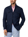 Hackett London Linen Teba Overshirt, Navy