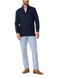Hackett London Linen Teba Overshirt, Navy