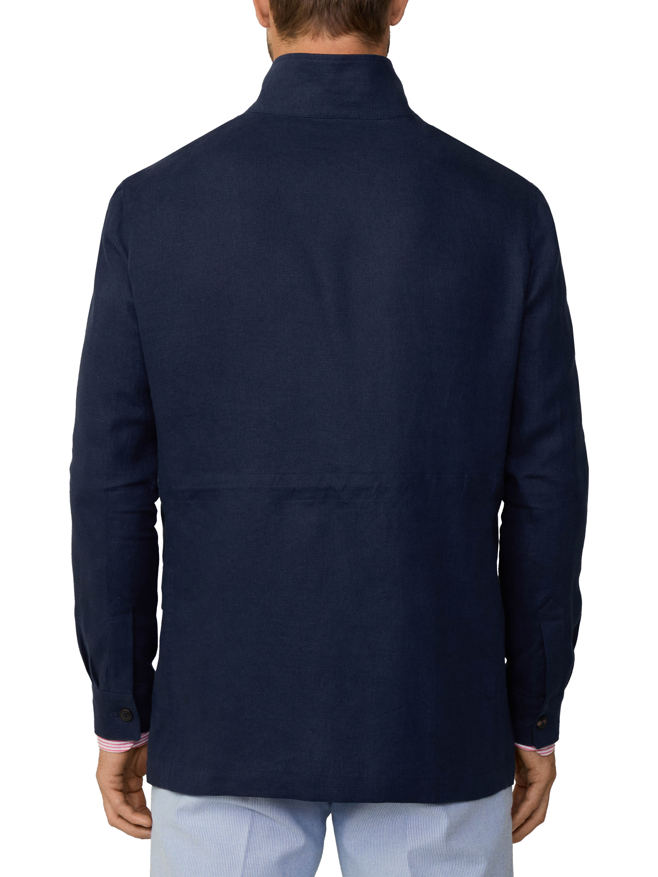 Product image 3 of 7, which shows Hackett London Linen Teba Overshirt, Navy, 36