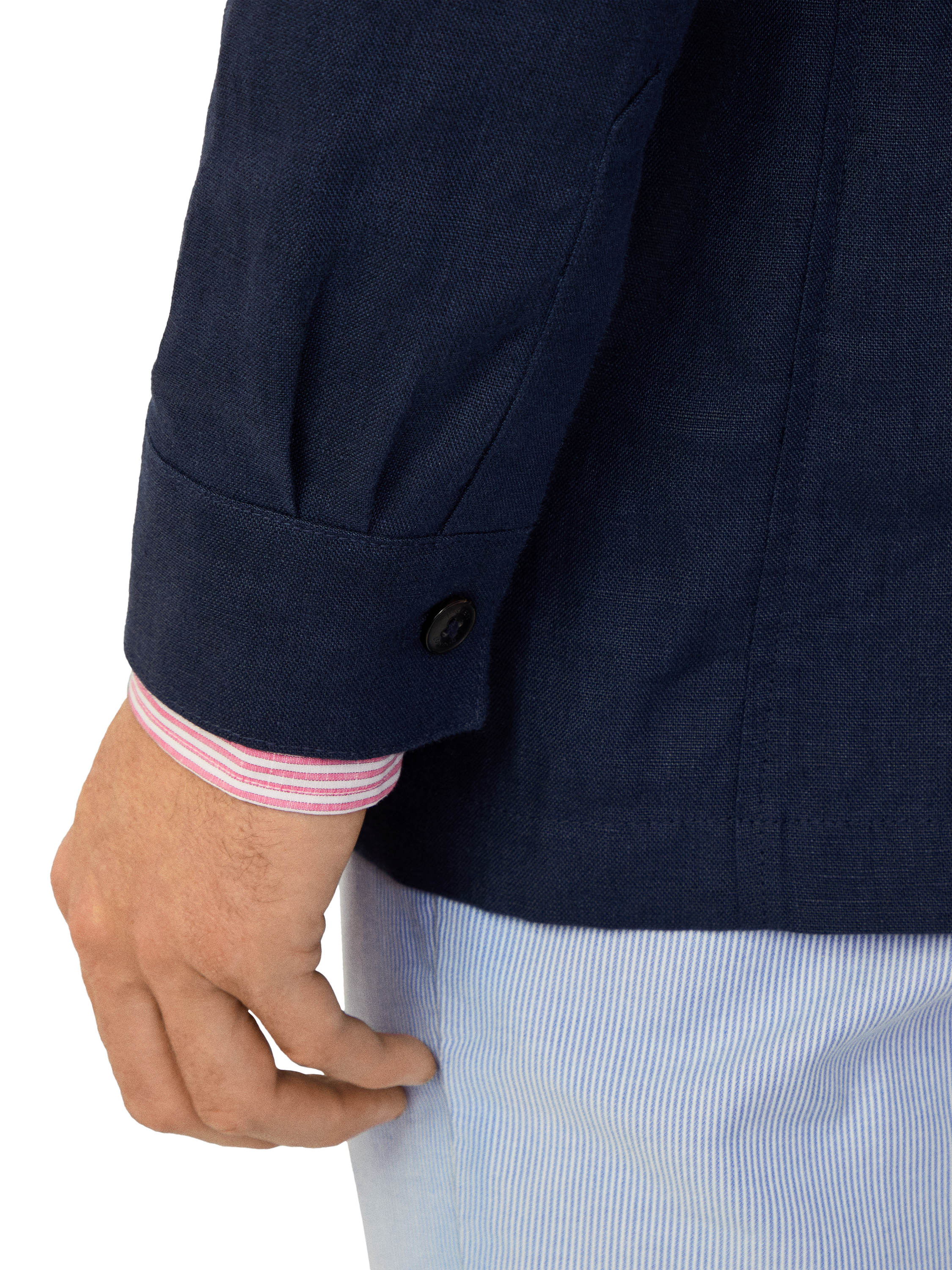 Product image 5 of 7, which shows Hackett London Linen Teba Overshirt, Navy, 36