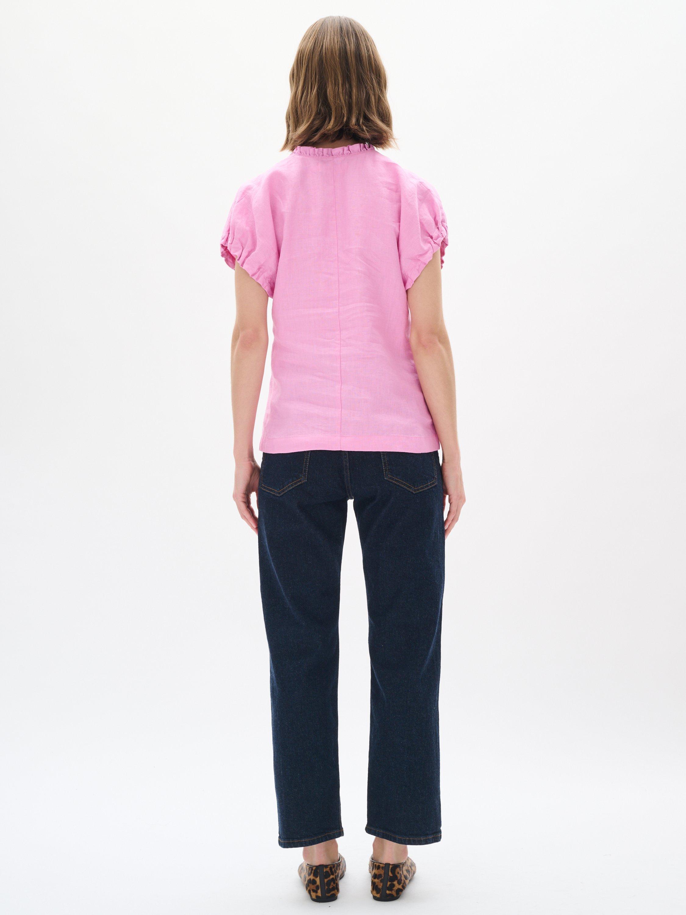 Product image 2 of 6, which shows InWear RigittaIW V Neck Linen Blouse, Cyclamen, 8