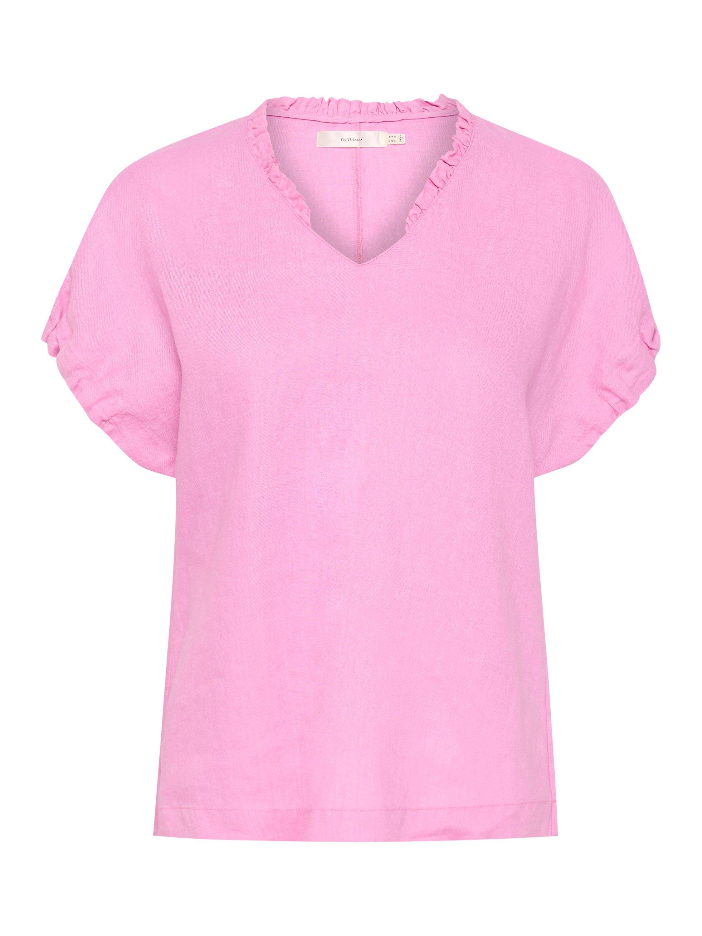 Product image 5 of 6, which shows InWear RigittaIW V Neck Linen Blouse, Cyclamen, 8