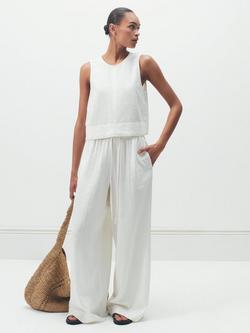 HUSH Linen Blend Petunia Wide Leg Trousers, White