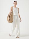HUSH Linen Blend Petunia Wide Leg Trousers, White