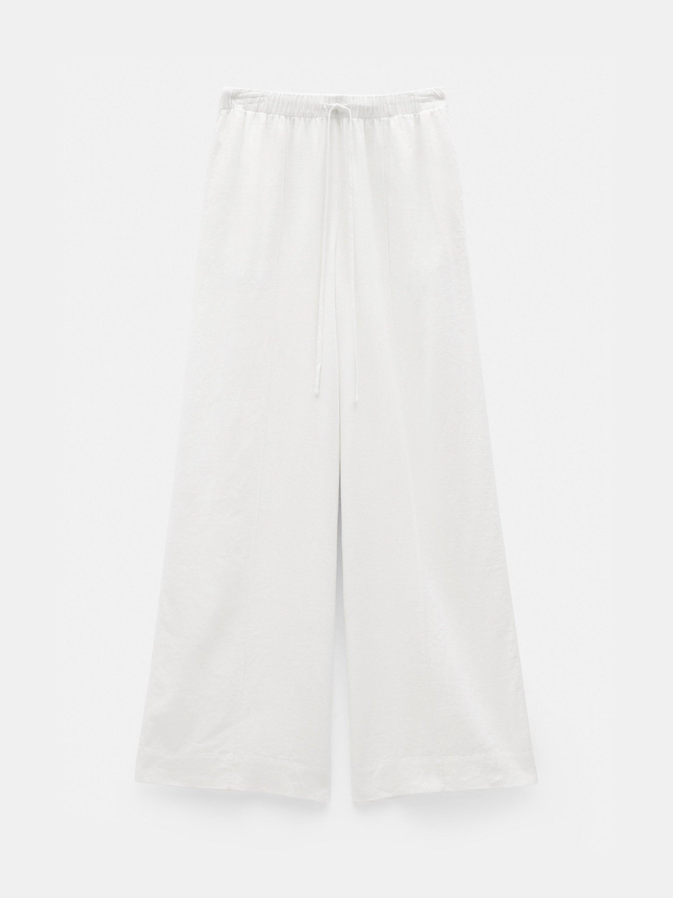 Product image 6 of 6, which shows HUSH Linen Blend Petunia Wide Leg Trousers, White, 4R