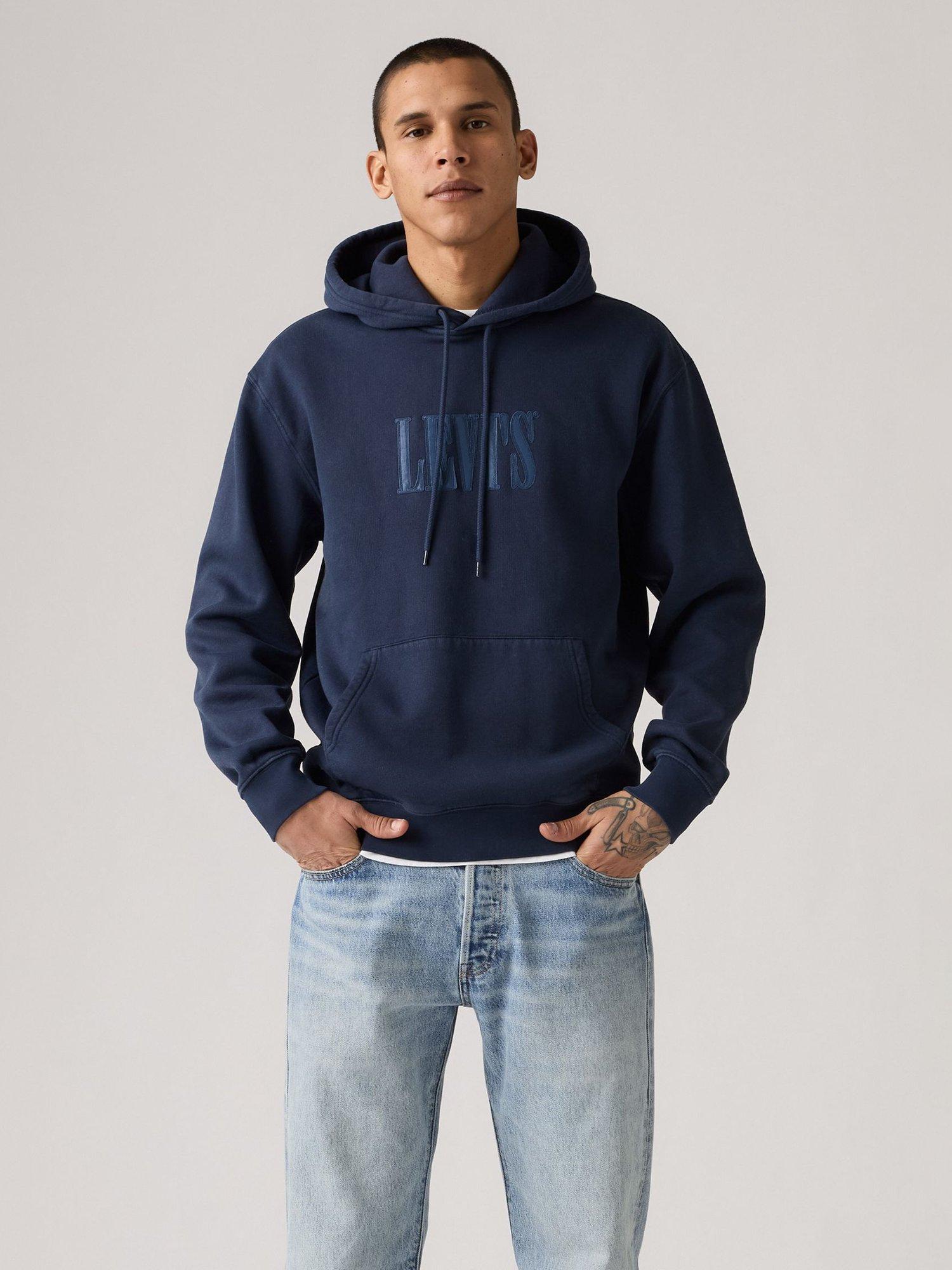 Product image 1 of 3, which shows Levi's Cotton Blend Round Neck Hoodie, Navy Blazer, S