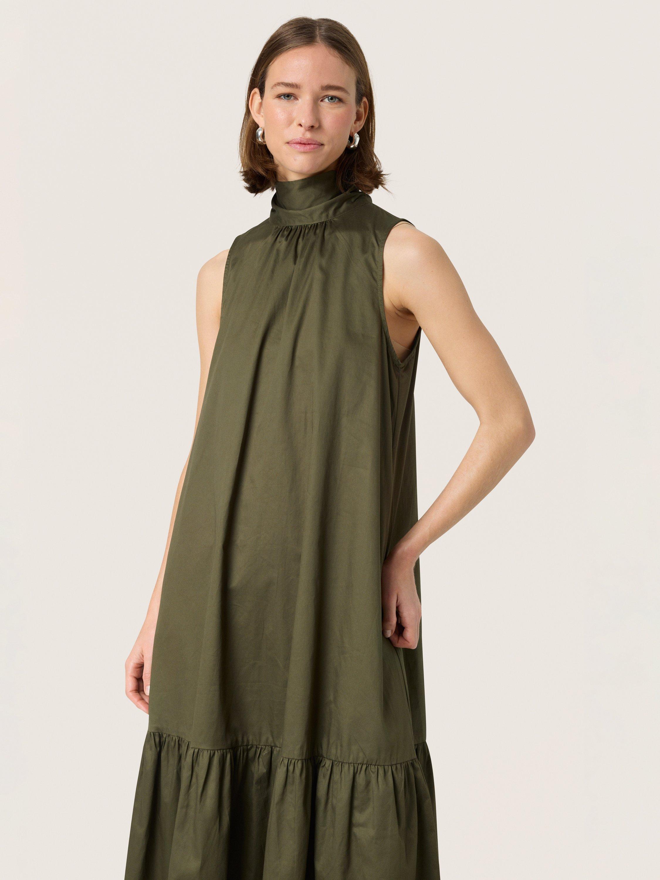 Product image 3 of 6, which shows Soaked In Luxury Daphny Cotton Maxi Dress, Grape Leaf, XS