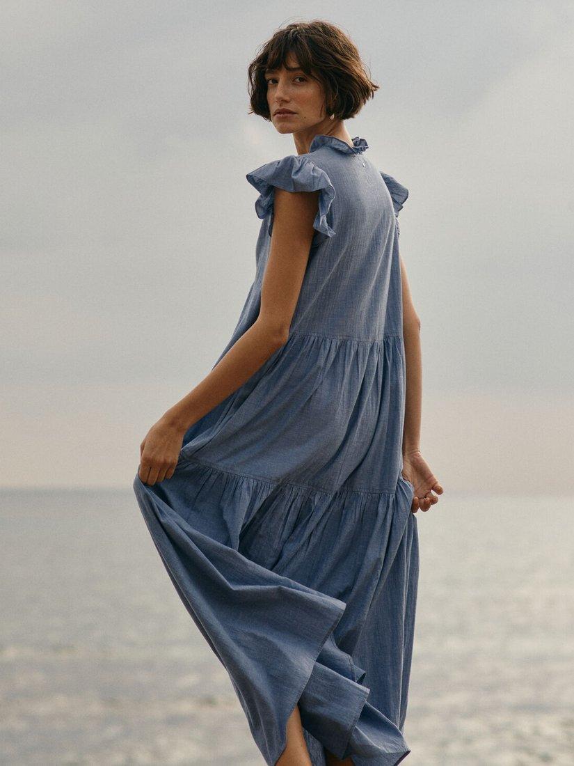 Product image 4 of 7, which shows MOS MOSH Waldy Izha Frill Maxi Dress, Regatta, L