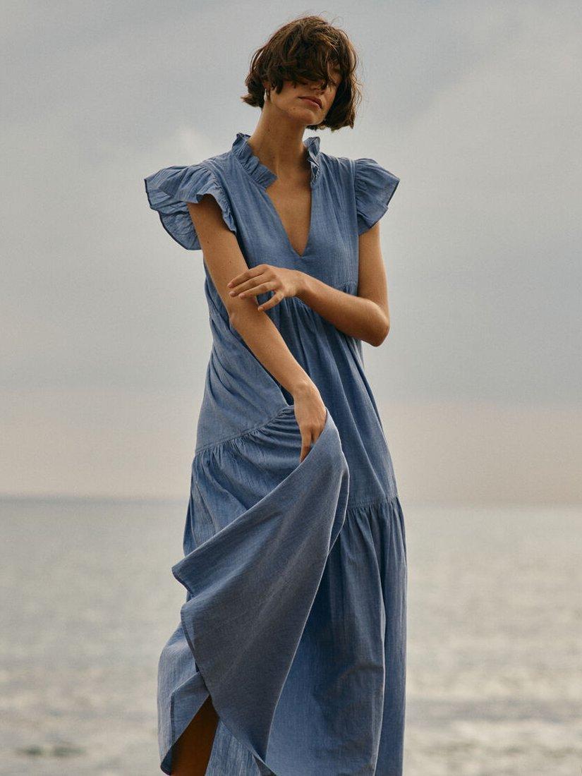 Product image 7 of 7, which shows MOS MOSH Waldy Izha Frill Maxi Dress, Regatta, L