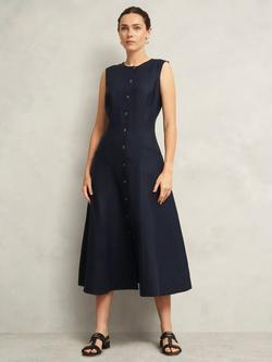 Hobbs Carmen Pure Linen Shirt Dress, True Navy, True Navy